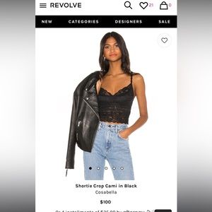 Cosabella cami lace top , size M